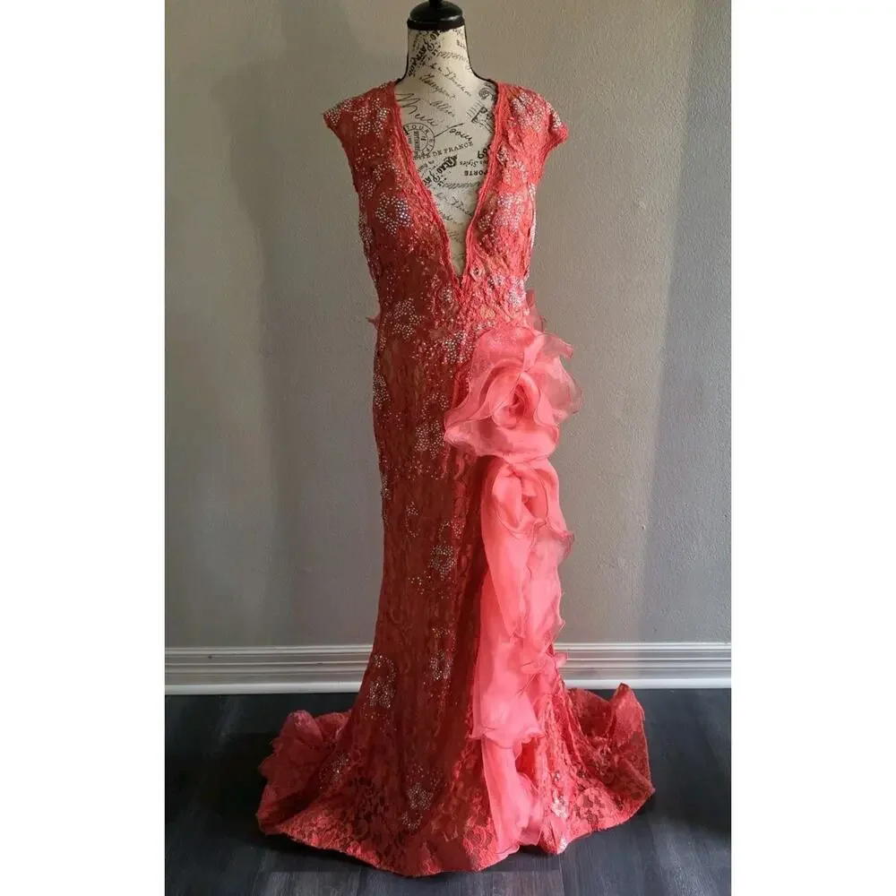 Jovani | Dresses | Jovani Coral Lace High Slit Gown Sz 2 Evening Dress Eyelet 38668 Elegant Formal | Poshmark Jovani | Dresses | Jovani Coral Lace High Slit Gown Sz 2 Evening Dress Eyelet 38668 Elegant Formal | Poshmark